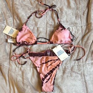 Pink and Brown Tie-Dye Bikini Set